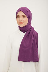 Striped Cotton-Textured Jazz Shawl Plum