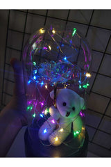 LED Light-Up Eternity Rose & Teddy Bear Dome - Romantic Gift