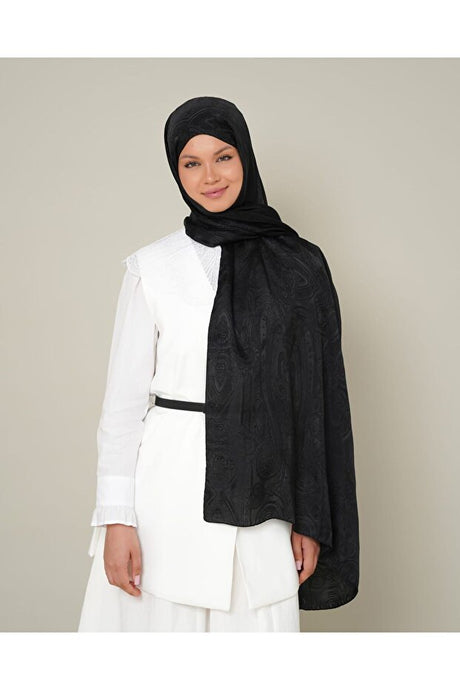 LEILA SCARF Silk Viscose Jacquard Shawl - Soft & Ethnic