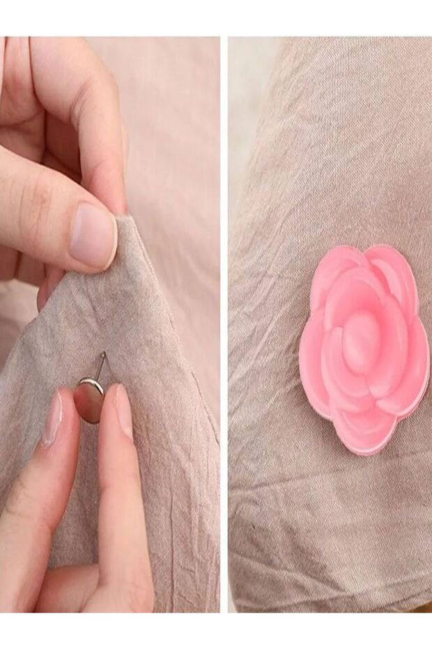 Rose Patterned Duvet Cover & Sheet Fasteners - 32 Pcs