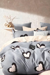 Double Duvet Cover Set - Dream Beige, Soft Cotton with Heart Pattern