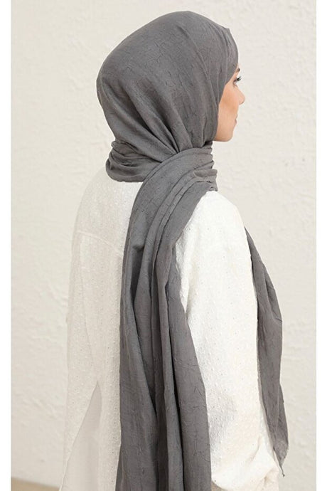 Dark Grey Bamboo Crushed Shawl - Lightweight & Soft