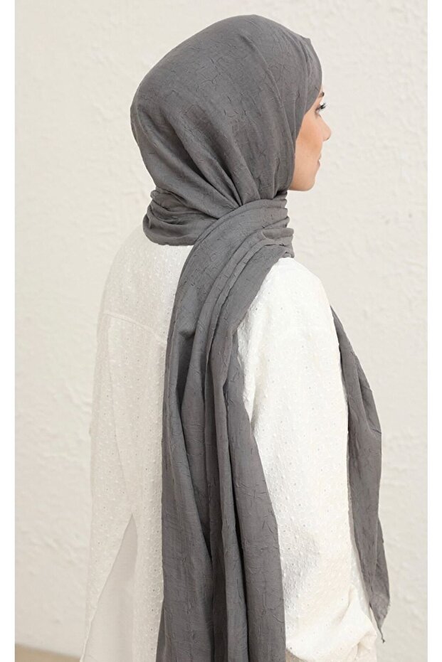 Dark Grey Bamboo Crushed Shawl - Lightweight & Soft