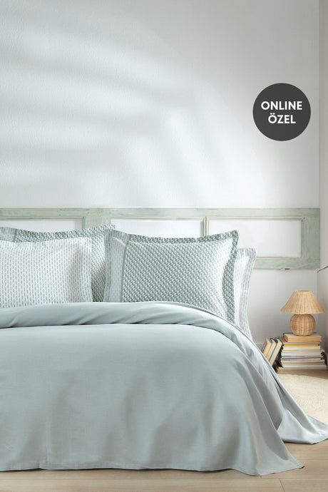 Pinto Double Bamboo Pique Set - Sage Green for Cool Comfort