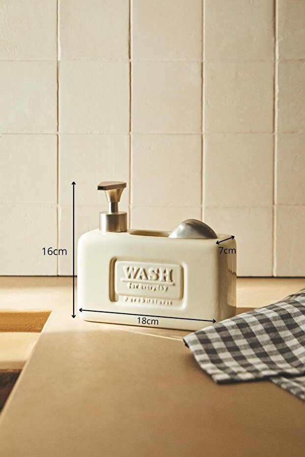Ashley Black 750ml Porcelain Liquid Soap Dispenser with Sponge Holder
