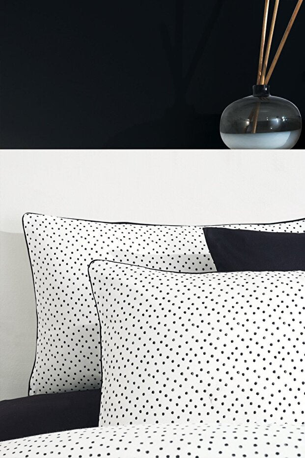 Single 100% Cotton Polka Dot Duvet Cover Set - Ranforce