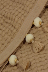 100% Cotton Double Bedspread Quilt - Waffle & Pom-pom