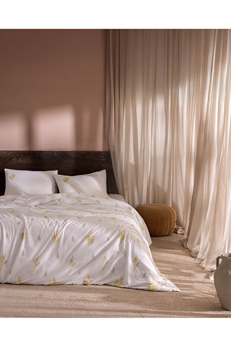 Yvette 100% Cotton Ranforce Double Duvet Cover Set - Yellow