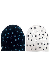 100% Cotton Star Print Baby Beanies - 2-Pack
