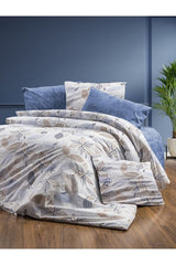 Acelya Blue Double Duvet Cover Set - 4-Piece Cotton Blend