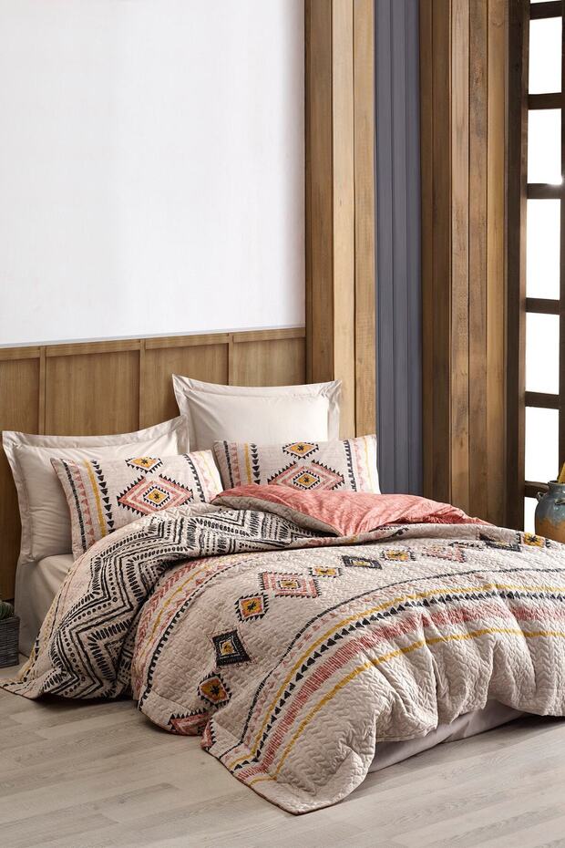 Ethnic Quilted Double Duvet Cover Set - 100% Cotton