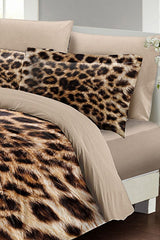 Leopard Pattern Double Duvet Cover Set - 100% Cotton Sateen