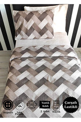 Single Zigzag Brown 3-Piece Duvet Cover Set