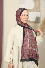 Retro Ethnic Cotton Shawl - Black & Burgundy