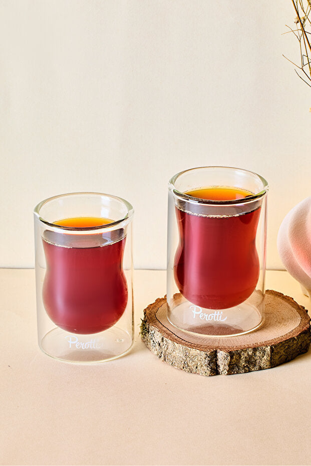 Double Walled Borosilicate Glass Tea Cups - Set of 2, 140ml