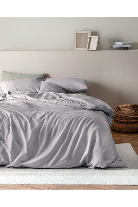 Odette Double 100% Cotton Ranforce Duvet Cover Set - Grey
