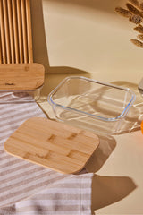 640ml Rectangular Glass Storage Container with Bamboo Lid