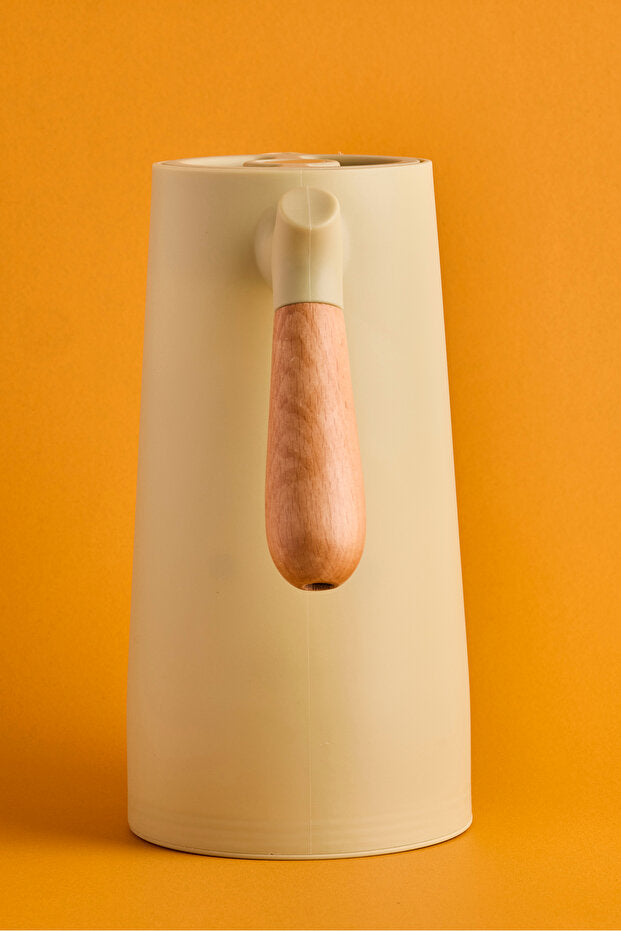 Nordic Style Vacuum Thermos - 1000ml Capacity with Wooden Handle