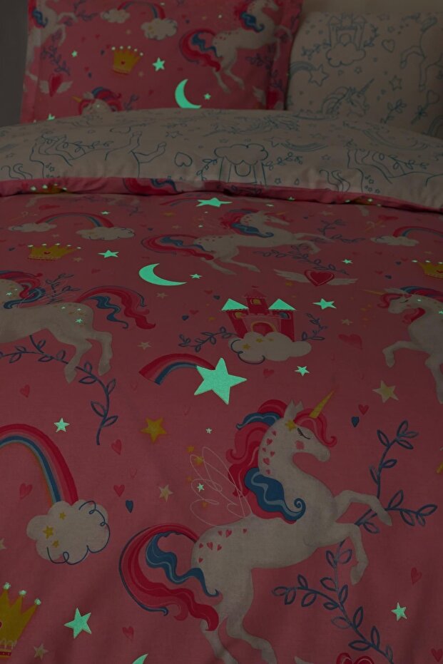 Unicorn 100% Cotton Single Duvet Cover Set - Magical Design