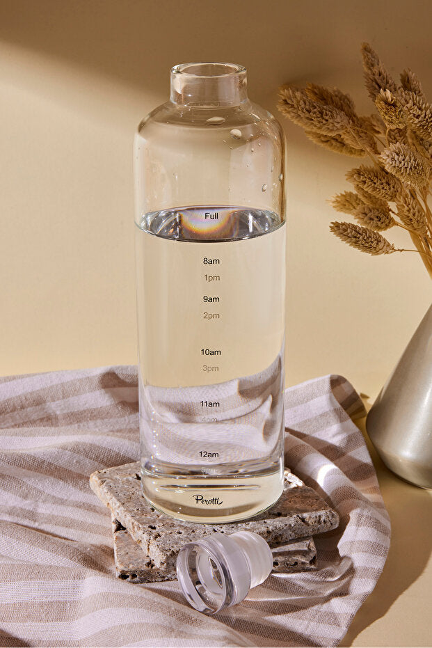 750ml Borosilicate Glass Water Bottle - Time Tracked Hydration