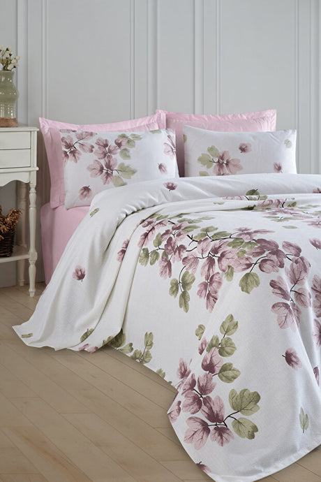 Double Pique Cover - Spring Floral Print, 100% Cotton