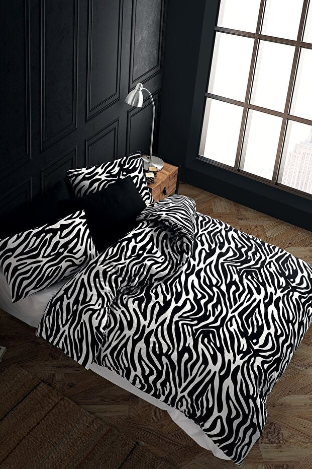 Zebra Print Double Duvet Cover Set - 100% Cotton