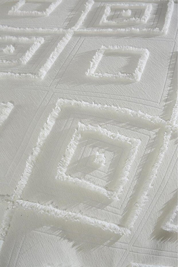 Samira Single Pique Set - 2-Piece Cream with Diamond Pattern