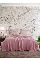 4-Layer Muslin Cotton Bedspread - Dried Rose 200x220 cm