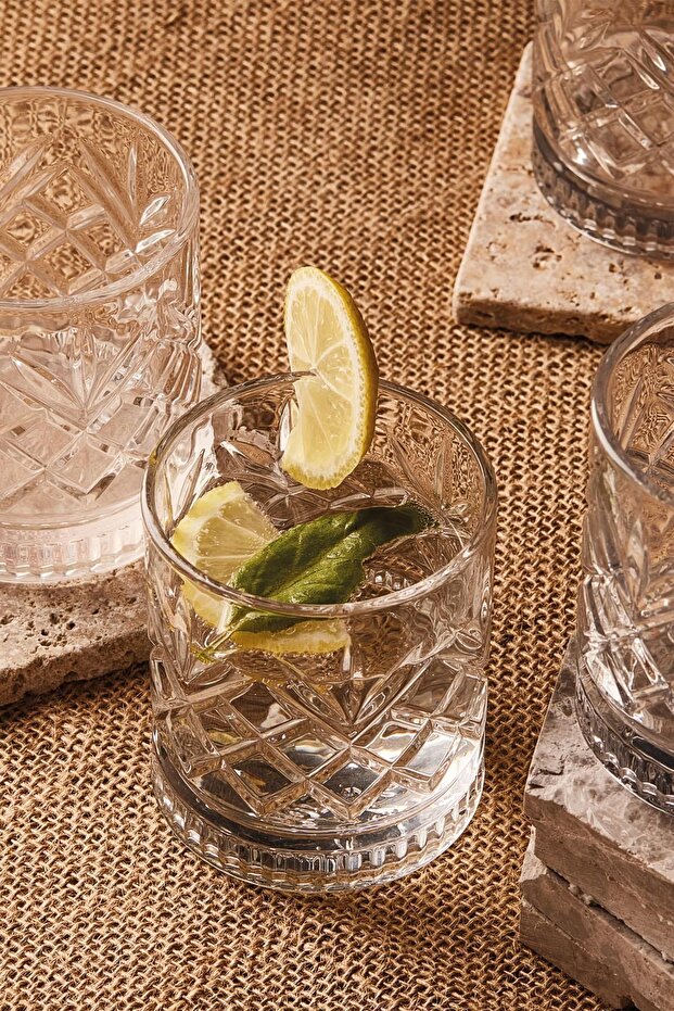 Melony Wide Cut Glass Set - 4 x 370ml