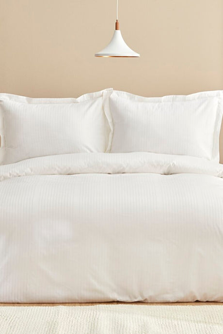 100% Cotton Sateen Double Duvet Cover Set - White 200x220 cm