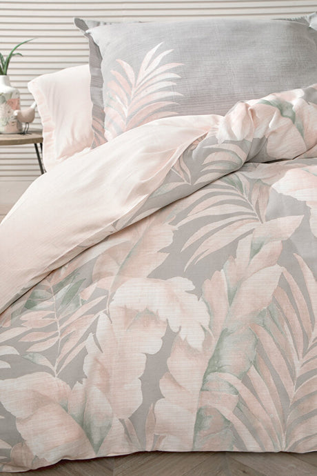 Beatrice Double Sateen Duvet Cover Set - Tropical Leaf Pattern