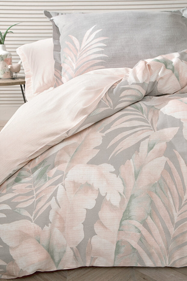 Beatrice Double Sateen Duvet Cover Set - Tropical Leaf Pattern