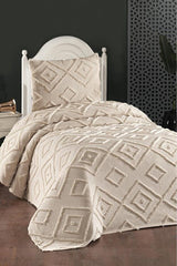 Single Pique Set - 2 Piece Beige Diamond Pattern