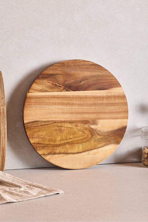 Acacia Rotating Serving Stand - 30 cm Round Wooden Turntable