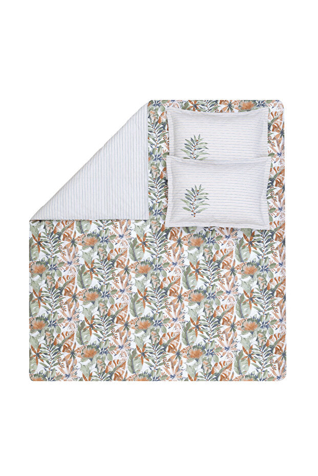 Amy Double Ranforce Duvet Cover Set - Tropical Leaf Print