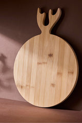 Bamboo Cutting Board - 38x28 cm with Unique Antler Handle