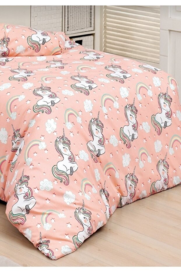 Unicorn Single Duvet Cover Set - Fitted Sheet Included