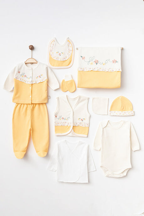 Flower Embroidered 10-Piece Newborn Baby Hospital Exit Set