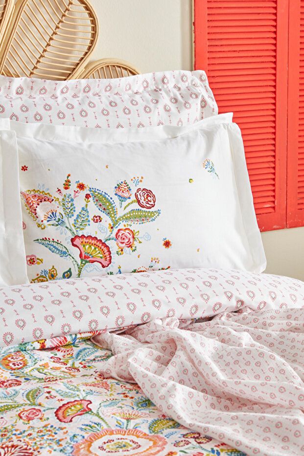 Sarthe 100% Cotton Double Duvet Cover & Pique Set - Multicolor