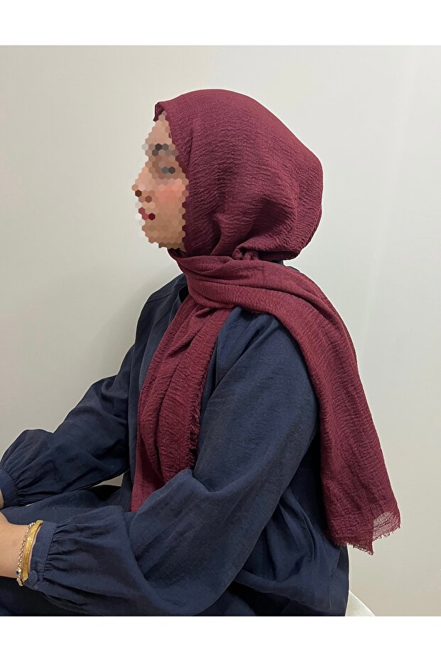 Burgundy Crinkle Shawl, Lightweight & Breathable