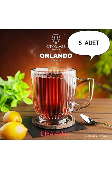 Diba Avm Orlando Professional Crystal Handle Tea & Coffee Glass Mug Set - 6 x 175ml