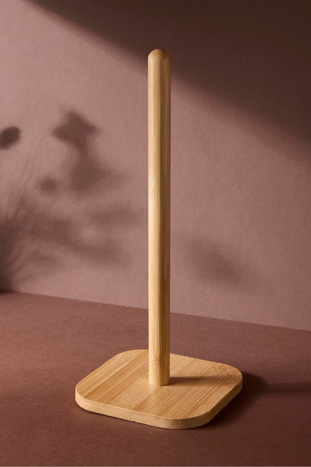 Bamboo Paper Towel Holder - Square Base Kitchen Roll Stand
