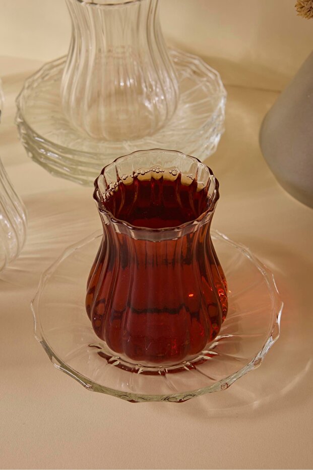 Borosilicate Glass Tea Set - 12 Pieces, 170ml Capacity