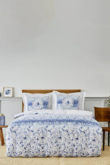 Amelia Blue Single 100% Cotton Fitted Duvet Cover Set