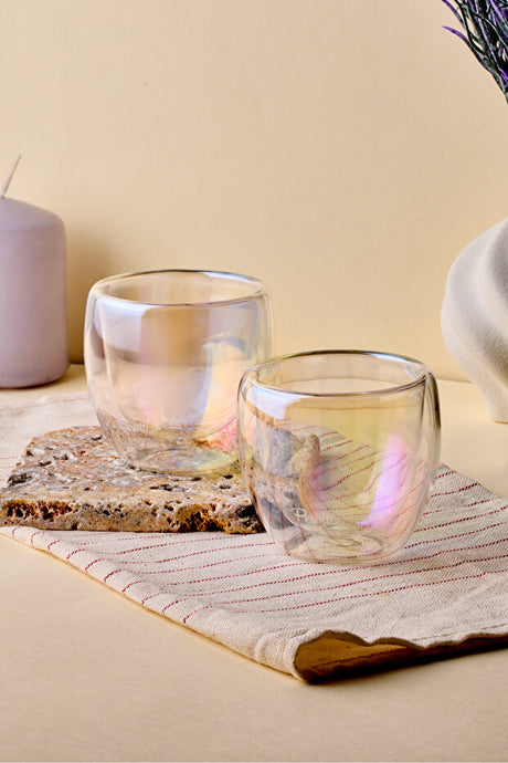 Insulated Double Wall Glass Espresso Cups - 80ml Set of 2