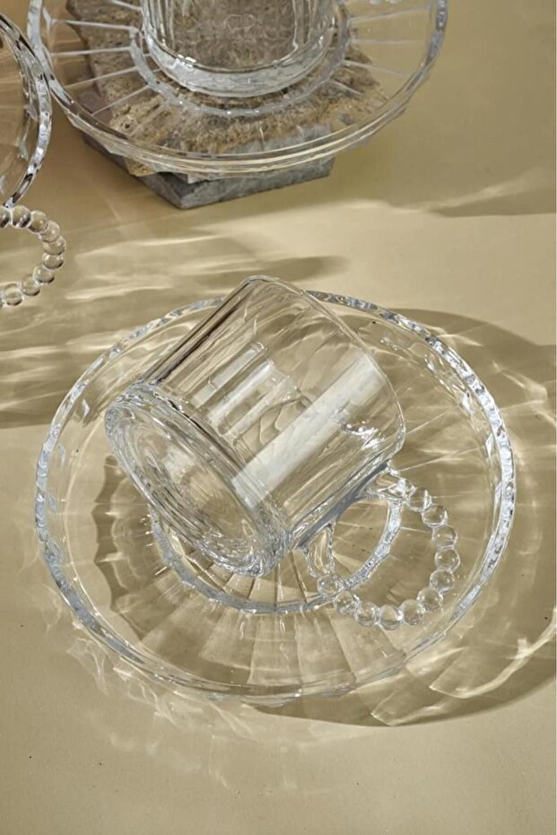 Elegant 6-Piece Glass Tea Cup Set - 200ml with Ergonomic Handles
