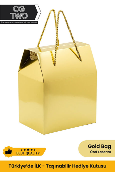 Portable Gold Gift Box & Bag - Special Design 24x14x20cm