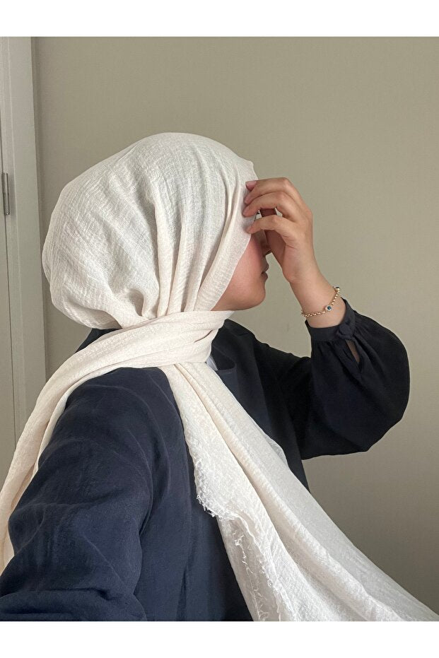 Stone Crinkle Shawl, Easy-Care & Breathable