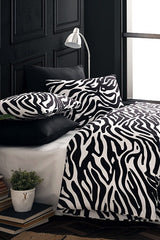 Zebra Print Double Duvet Cover Set - 100% Cotton