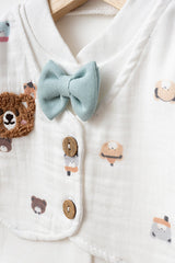 Newborn 100% Cotton Muslin Bear Embroidery 5-Piece Hospital Exit Set